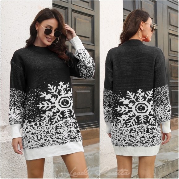 Red Snowflake Sweater Dress - Picture 6 of 6